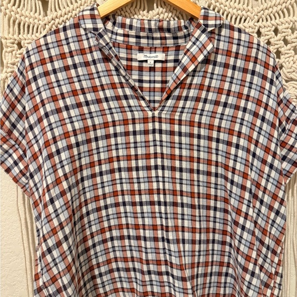 Madewell Women’s Red & Blue Plaid Shirt – Oversized Soft Organic Cotton, Relaxed - Picture 2 of 2